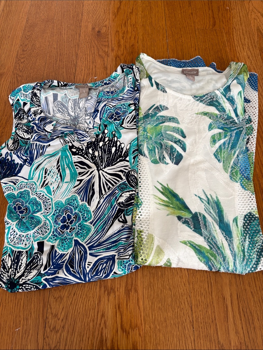 Chico's White, Teal & Navy Floral Midi Dress Bundle